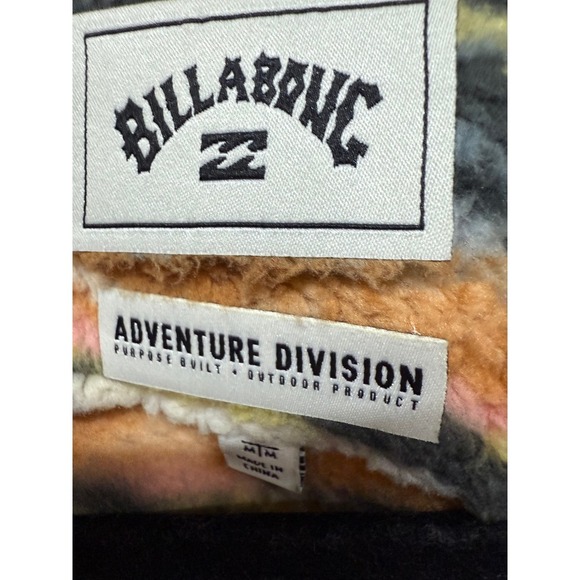Billabong Switchback Print Fleece Pullover Front Pocket Sherpa Jacket Medium - Picture 5 of 7
